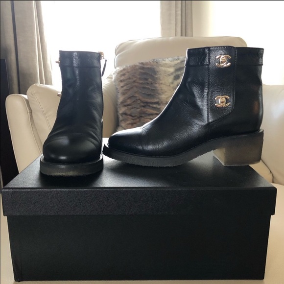 chanel turnlock boots